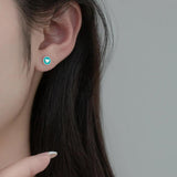 925 Silver Heart Screw Bead Stud Earrings Minimalist Jewelry