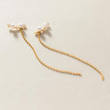 925 Silver Long Tassel Earrings with Synthetic Pearls