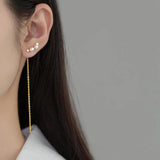 925 Silver Long Tassel Earrings with Synthetic Pearls