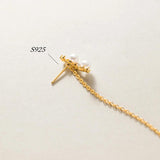 925 Silver Long Tassel Earrings with Synthetic Pearls