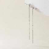 925 Silver Long Tassel Earrings with Synthetic Pearls
