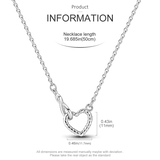 925 Silver Necklace Heart Pendent Sparkling CZ Women Fine Jewelry