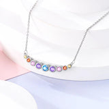 925 Silver Necklace Heart Pendent Sparkling CZ Women Fine Jewelry