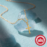 925 Silver Christian Jewelry Thin Cross Pendant Necklace For Women