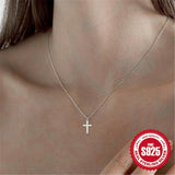925 Silver Christian Jewelry Thin Cross Pendant Necklace For Women