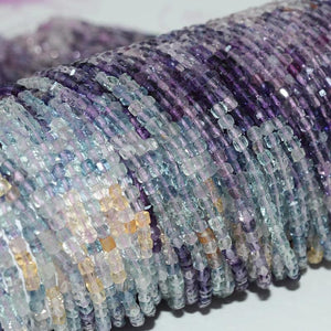 Natural Fluorite Edge Faceted Cube Beads 3mmx3mm