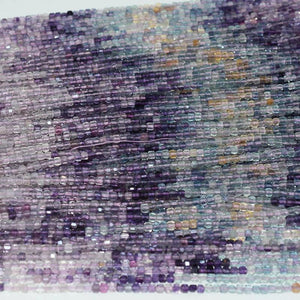 Natural Fluorite Edge Faceted Cube Beads 3mmx3mm