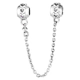 925 Silver Elegance Heart Safety Charm Bracelet Bead