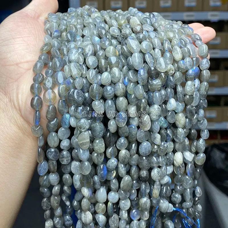 6-8mm Gray Moonstone Labradorite Beads for Jewelry Making DIY Bracelet
