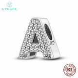 925 Silver Charms Bracelets Alphabet Charms Beads DIY Wedding Gift