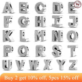 925 Silver Charms Bracelets Alphabet Charms Beads DIY Wedding Gift