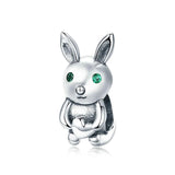 925 Sterling Silver Rabbit Charm with Natural Pearl Beads