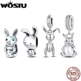 925 Sterling Silver Rabbit Charm with Natural Pearl Beads
