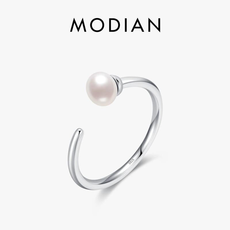 925 Sterling Silver Natural Pearl Adjustable Size 6-9 Finger Ring