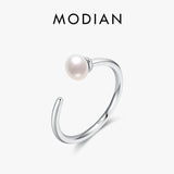 925 Sterling Silver Natural Pearl Adjustable Size 6-9 Finger Ring