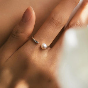 925 Sterling Silver Natural Pearl Adjustable Size 6-9 Finger Ring