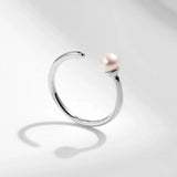 925 Sterling Silver Natural Pearl Adjustable Size 6-9 Finger Ring
