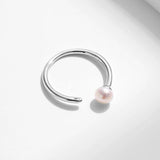 925 Sterling Silver Natural Pearl Adjustable Size 6-9 Finger Ring