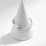 925 Sterling Silver Natural Pearl Adjustable Size 6-9 Finger Ring