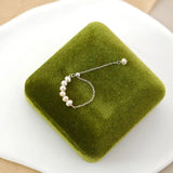 Real Pearl 925 Silver Tassel Adjustable Ring Women Jewelry