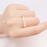 Real Pearl 925 Silver Tassel Adjustable Ring Women Jewelry