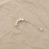 Real Pearl 925 Silver Tassel Adjustable Ring Women Jewelry