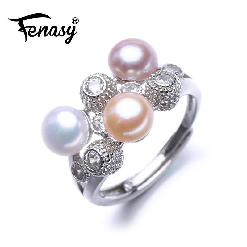 925 Silver Pearl Ring Set for Women