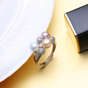 925 Silver Pearl Ring Set for Women