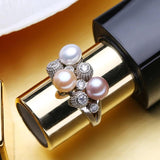 925 Silver Pearl Ring Set for Women