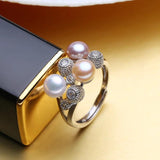 925 Silver Pearl Ring Set for Women