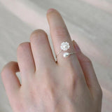 Natural Shell Flower Pearl Ring 925 Sterling Silver Jewelry Women