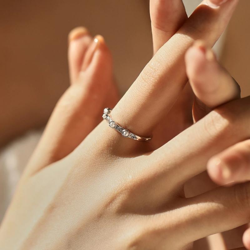 925 Silver Shell Pearl Charm Ring for Women