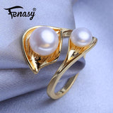 Freshwater Pearl Rings Double Layered Adjustable Ring Female Party Jewelry