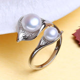 Freshwater Pearl Rings Double Layered Adjustable Ring Female Party Jewelry