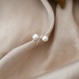 925 Silver Freshwater Double Pearl Ring for Women Gift