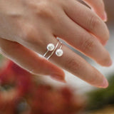 925 Silver Freshwater Double Pearl Ring for Women Gift