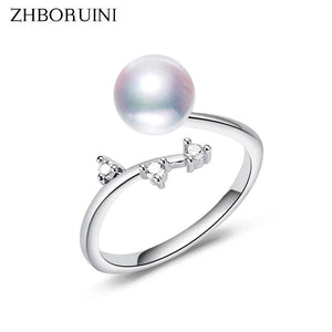 Real Natural Pearl Opening Finger Ring 925 Sterling Silver