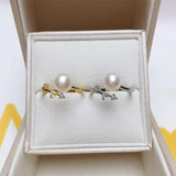 Real Natural Pearl Opening Finger Ring 925 Sterling Silver