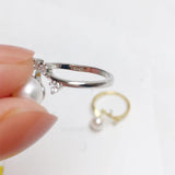 Real Natural Pearl Opening Finger Ring 925 Sterling Silver