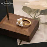 Handmade Copper Wire Wrapped Baroque Pearl Ring Women's Jewelry Gift