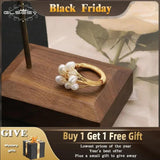 Handmade Copper Wire Wrapped Baroque Pearl Ring Women's Jewelry Gift
