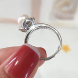 14K Plated Pearl Diamond Wedding Ring Jewelry Gift