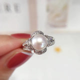 14K Plated Pearl Diamond Wedding Ring Jewelry Gift