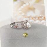 14K Plated Pearl Diamond Wedding Ring Jewelry Gift