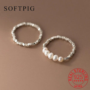 925 Sterling Silver Pearl Adjustable Ring for Women