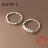 925 Sterling Silver Pearl Adjustable Ring for Women