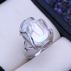 Baroque Pearl 925 Sterling Silver Ring for Women Bridal Wedding Jewelry