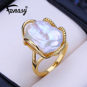 Baroque Pearl 925 Sterling Silver Ring for Women Bridal Wedding Jewelry