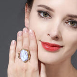 Baroque Pearl 925 Sterling Silver Ring for Women Bridal Wedding Jewelry