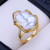 Baroque Pearl 925 Sterling Silver Ring for Women Bridal Wedding Jewelry